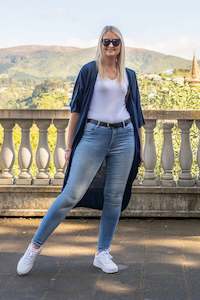 Long Bali Kimonos: Long Plain Kimono - Navy