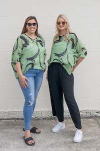 All D T And B T: Green Splash Draped Top - Vogue Collection