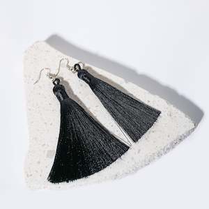 Earrings: Short Tassel - Black Earrings