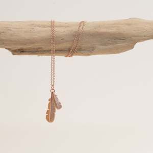Rua Huia Feather Necklace- Rose Gold
