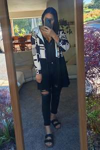 Floral Zip Ups: Oversized Hooded Geo Jacket - Fawn