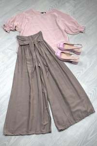 Pants Skirts: Loose Tie Palazzo Pants - Latte