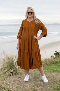 Cicely Smock Dresses: LS Cicely Smock Dress - Copper