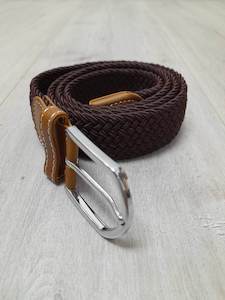 Belts: Wide Woven Belt - Deep Brown