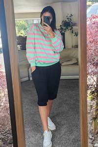 Bold Bright Striped Crew - Pink & Mint