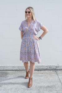 Boho Malia Dresses: Lavender Floral - Shorter Boho Malia Dress