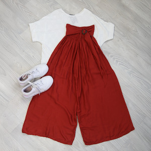 Pants Skirts: Loose Tie Palazzo Pants - Rust