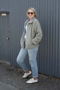 Oversized Fluffy Zip Up - Grey