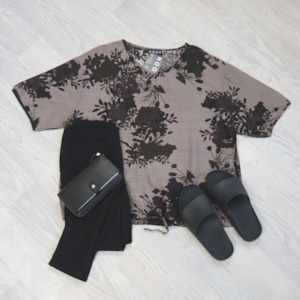 Short Sleeve Verity Tie Top- Stormy Floral