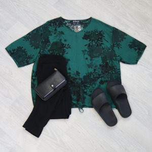 Verity Tie Tops: Short Sleeve Verity Tie Top- Emerald Floral