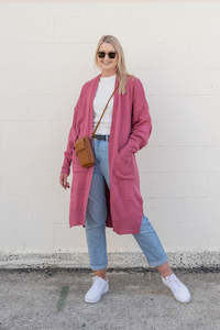 All Nooz Cardis: Ava Longline Cardigan - Rose