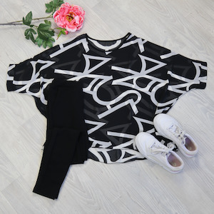 Draped Tops: PRE-ORDER** B/W Pattern Draped Top - Vogue Collection