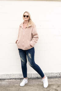 Cardigans 2023: Oversized Fluffy Zip Up - Pink