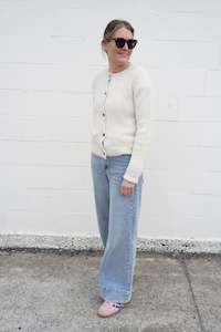 Knits: Natural - Sarah Button-Up Cardi