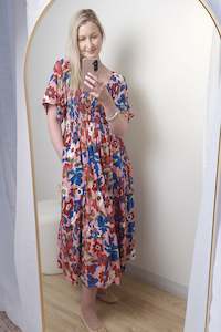 Shirred Bust Soph Maxi - Pink Tropic