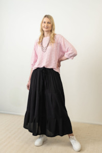 Pants Skirts: Tiered Gypsy Maxi Skirt - Black