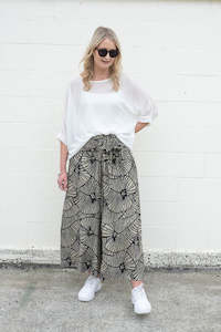 Loose Tie Palazzo Pants - Ornamental Stencil