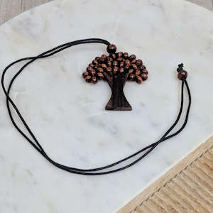 Wooden Tree Necklace - brown