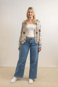 Sophia Floral Zip Up - Beige