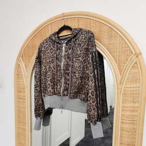 Leo Hooded Cropped Zip Up - Granite