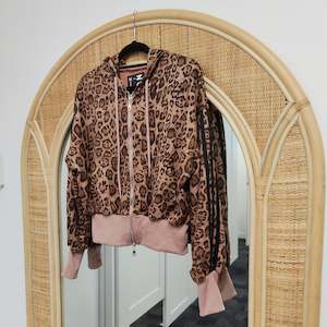 Leo Hooded Cropped Zip Up - Brown