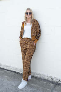 Animal Print: Leo Hooded Cropped Zip Up - Gold Shimmer