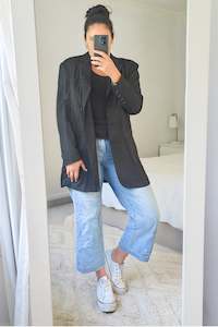 Jackets: Oversized Longer Blazer - Black