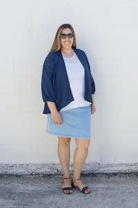 Jackets: Open Front Jacket - Navy