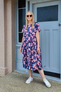 Boho Dresses: Nula Dress - Blue/Pink Floral
