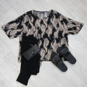 Verity Tie Tops: Short Sleeve Verity Tie Top - Dark Deco Dream