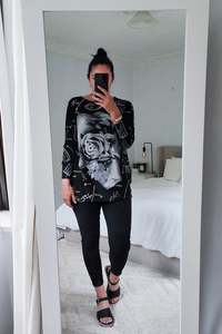 Tops: Acrylic Jersey - Graphic Rose