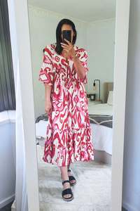 Dresses: Myan Maxi Dress - Pink & Red