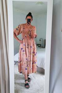 Shirred Bust Soph Maxi - Peach Bryony