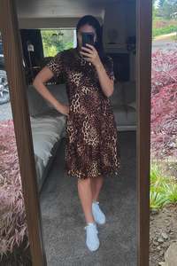 Dresses: Tiered Midi Dress - Animal Print