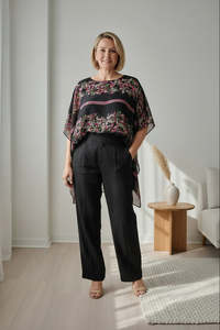 Floaty Butterfly Top -Pretty Black florals
