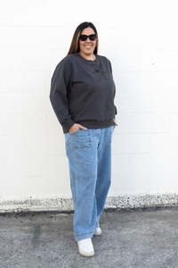 Star Sequin Sweat - Charcoal