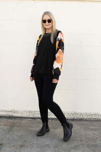 Orange Floral Sleeve Melbourne Top