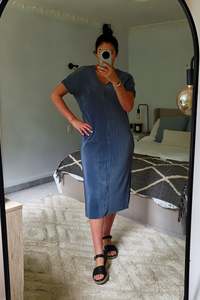 Pleated  Zara Dress - Grey