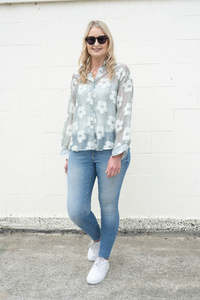 Shopyapps Product Labels Best Selling: Sheer Floral Suri Button Up Shirt - Sage