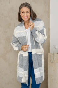 Checked Cardi - Grey