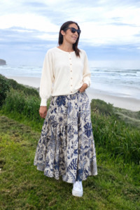 Tiered Victoria Maxi Skirt - Soft Blues