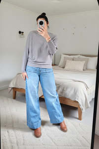 Grey - Nellie Ribbed  Batwing Knit
