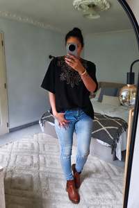 All: Boho Embroidered Soren top - Black