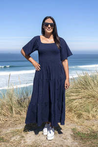 Dresses: Shirred Bust Soph Maxi - Navy