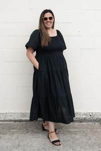 Dresses: Shirred Bust Soph Maxi - Liquorice