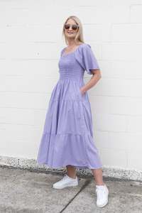 Dresses: Shirred Bust Soph Maxi - Wisteria