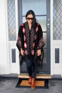 All Nooz Cardis: Black Aztec Wrap Cape