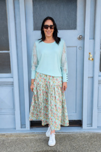 Tops: Mint - Lace Sleeve Aurelia Top