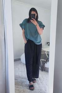 Tops: PRE-ORDER** Oceania - Silky Vanessa Ruffle Sleeve Top