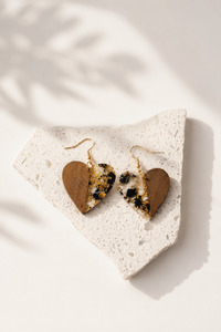 Accessories: Wood & Resin Orphelia Heart Earrings